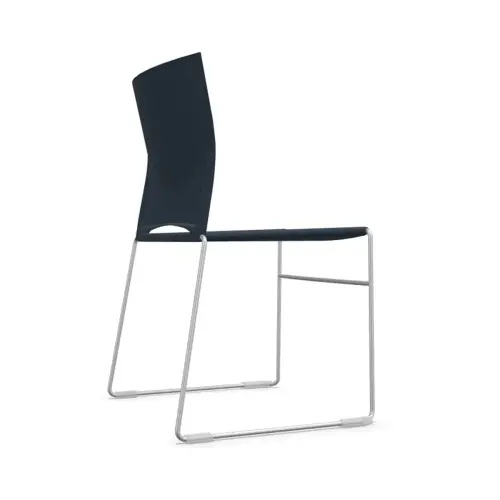 Chaise Point bleu fonce chrome