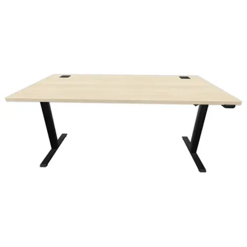 Bureau électrique Eco – 160 x 80 cm – Plateau acacia et pieds blancs – Livré monté