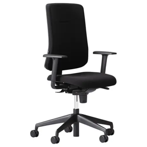 Siège ATILA tissu noir avec accotoirs monté