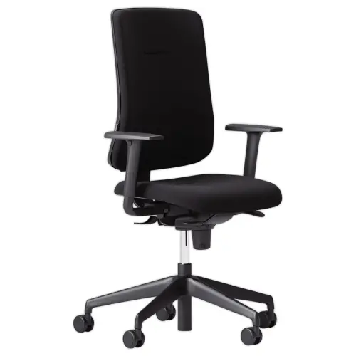 Siège ATILA tissu noir avec accotoirs monté