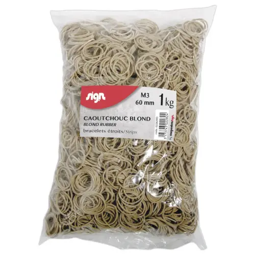Sachet de bracelets caoutchouc étroitsSIGN 40 mm 1 kg coloris blond