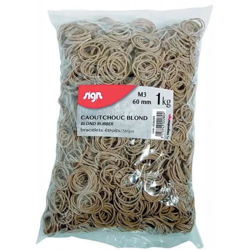 Sachet de bracelets caoutchouc étroitsSIGN 60 mm 1 kg coloris blond