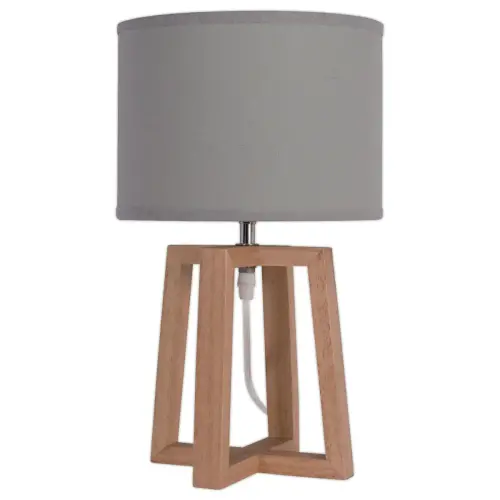 Lampe de bureau Beker bois et tissu gris