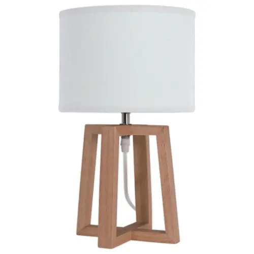Lampe de bureau Beker bois et tissu blanc
