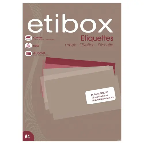 100 &Eacute;tiquettes ETIBOX MU coins arrondis 64X33.9 mm 2400 &eacute;tiq/bo&icirc;t 
