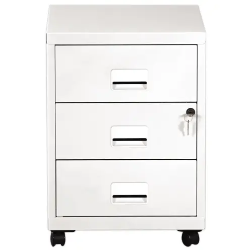 Caisson mobile en m&eacute;tal 3 tiroirs blanc 