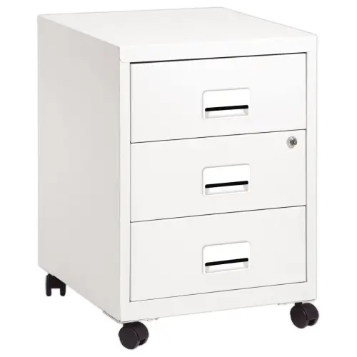 Caisson mobile en métal 3 tiroirs blanc monté