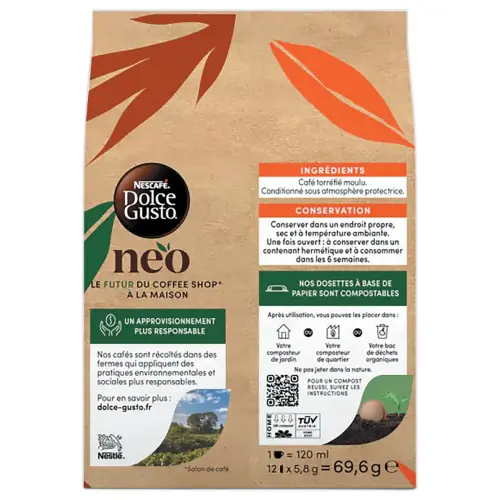12 Dosettes de café Lungo NEO par Dolce gusto