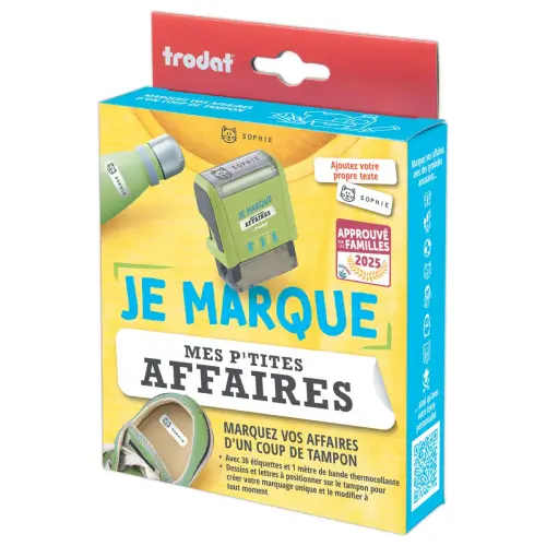 Tampon Je marque mes p'tites affaires Typo TRODAT 