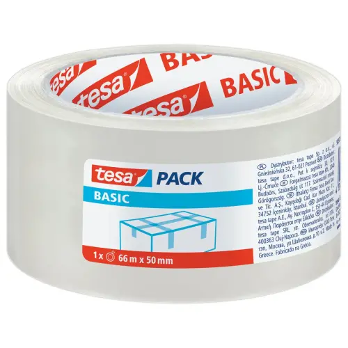 6 Adhésifs polypropylène Basik tesapack®Transparent