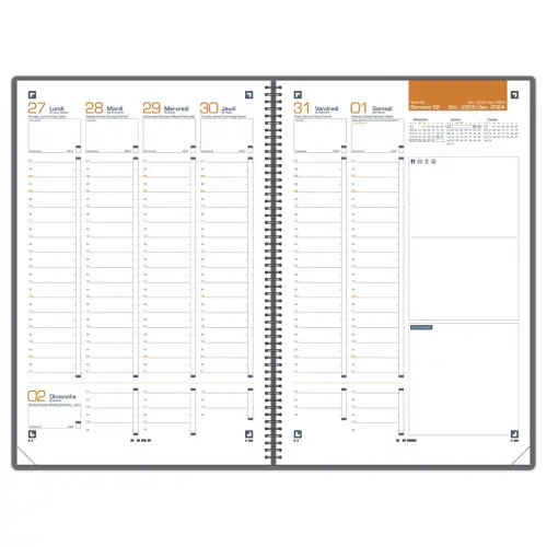 Agenda Oxford International A4 160p 1 sem/2 pages 2027 - Noir