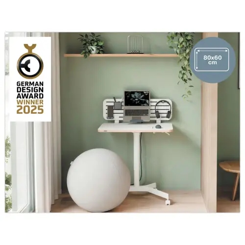 Bureau assis-debout compact - R&eacute;glage pneumatique - LEITZ Ergo 
