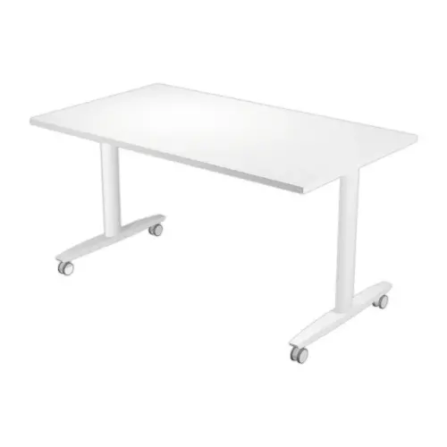 table basculante sur roulettes 140x80x74,1 cm blc/blanc