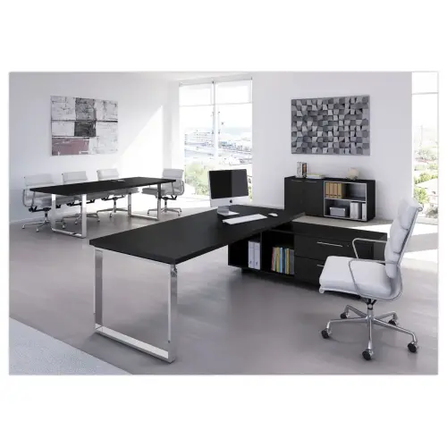 Bureau direction sur crédence et pied cadre métal
