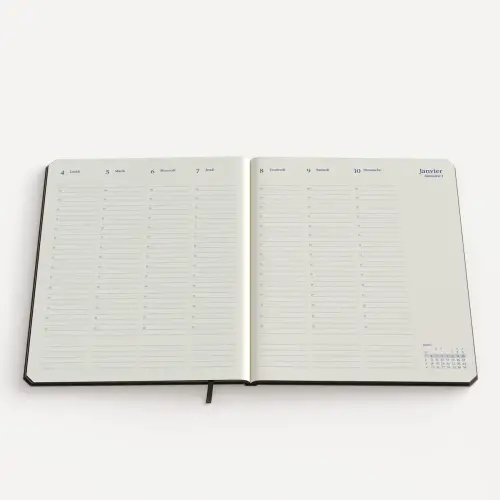 Agenda semainier Weekly Planner Brepols De Kempen Ashblack - Noir