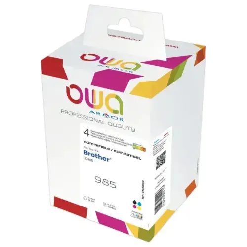 Pack de 4 cartouches d'encre &eacute;quivalent Brother LC985 - Noir / Cyan / Magenta / Jaune - Owa 