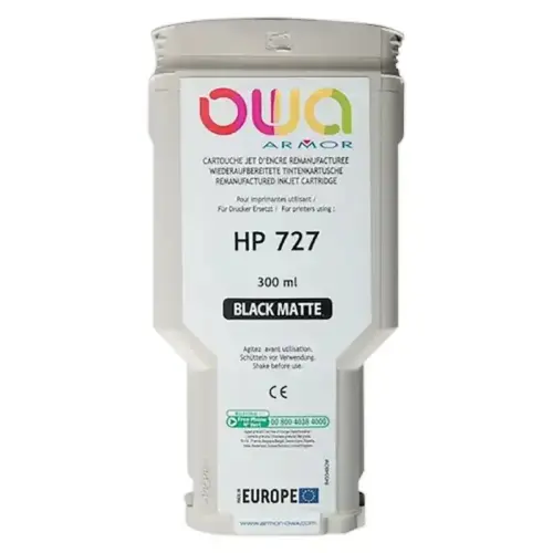Cartouche B45548OW OWA pour traceurs comp HP 727 300 ml - Noir Mat 