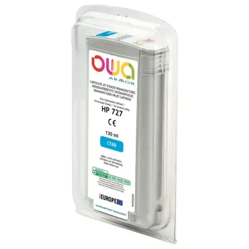 Cartouche B45552OW OWA pour traceurs comp HP 727 130 ml - Cyan 