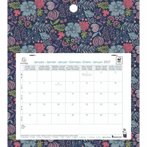 Calendrier mensuel sur plaque 27,5 cm x 30,5 cm EASYCAL - Mini labo