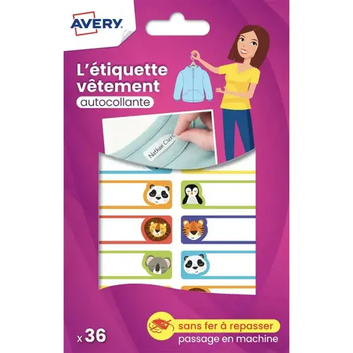 30 paquets 36 &eacute;tiquettes v&ecirc;tements autocollantes - motifs animaux 