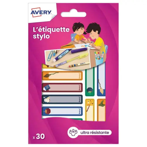 30 30 &eacute;tiquettes stylos - motifs magie - 50 x 10 mm 