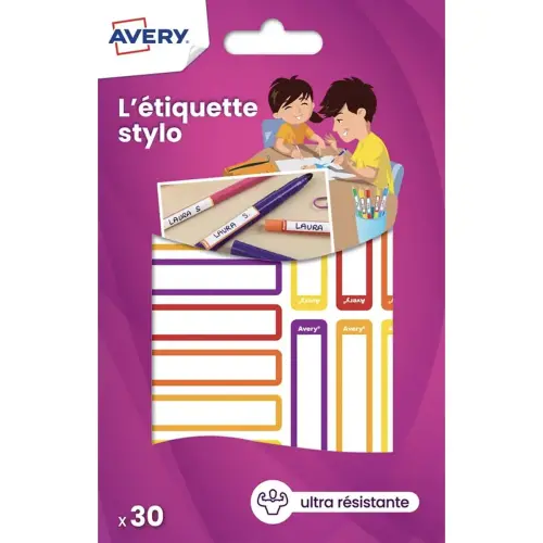 30 30 étiquettes stylos - camaïeu jaune/orange - 50 x 10 mm