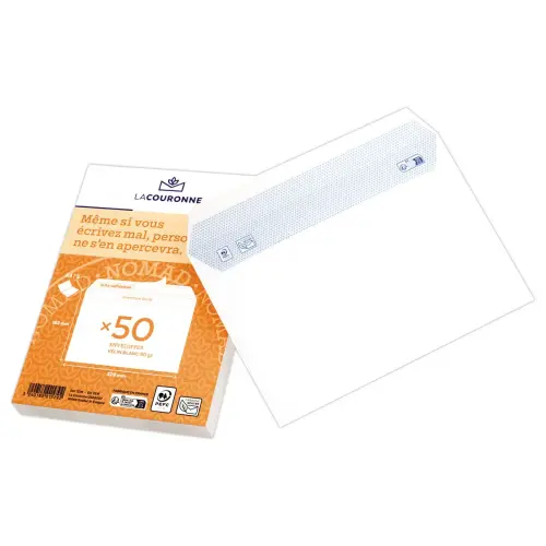 50 enveloppes blanches C5 162x229 80 g bande silicon&eacute;e 