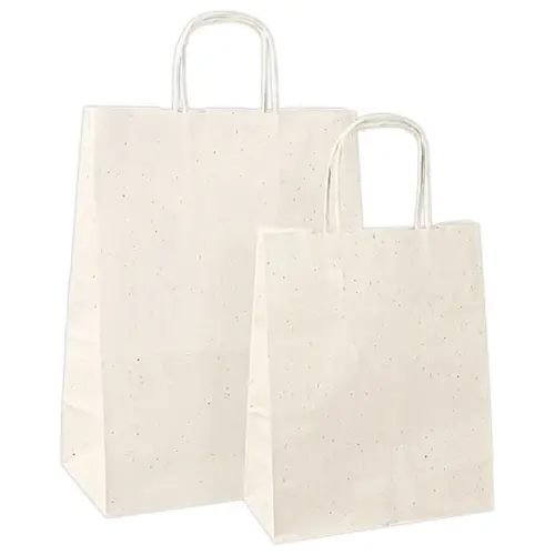 50 sacs papier &agrave; poign&eacute;es torsad&eacute;es : 23 x 12 x 30 cm-  Blanc 