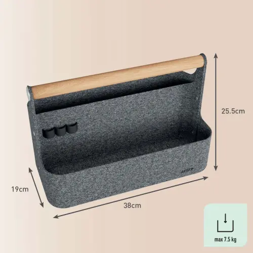Organiseur de bureau portable Leitz avec poignée, gris foncé