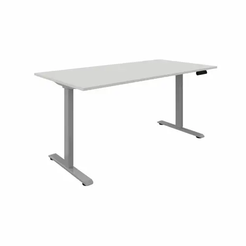 Bureau assis-debout motorisé Apollo - L160 - Blanc / Aluminium