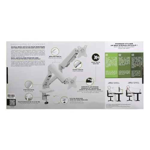 Bras porte-écran double articulé Ergo Line Noir
