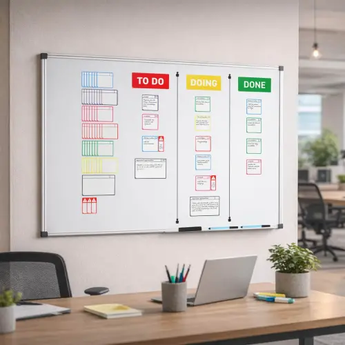 Cartes magnétiques pour tableau Scrum - 3 colonnes - Djois