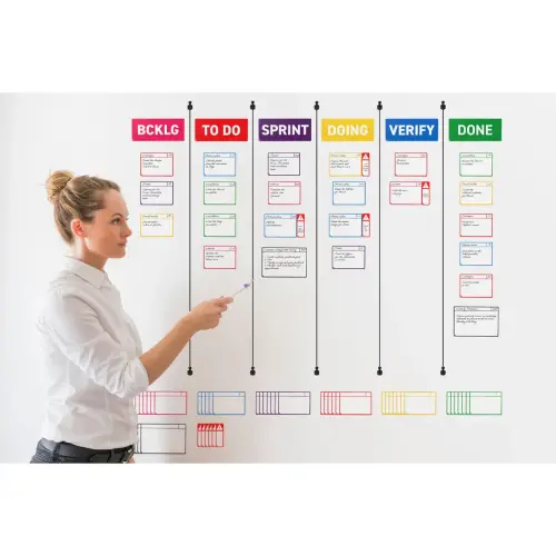 Cartes magn&eacute;tiques pour tableau Scrum - 6 colonnes - Djois 