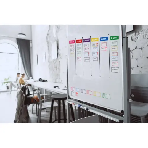 Cartes magn&eacute;tiques pour tableau Scrum - 6 colonnes - Djois 