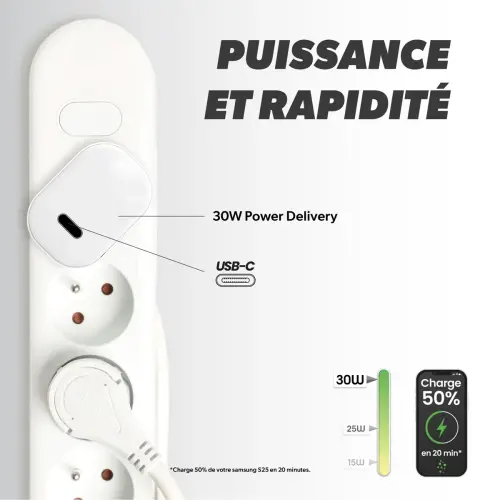 Chargeur USB-C - 30W - Blanc - T'nB 
