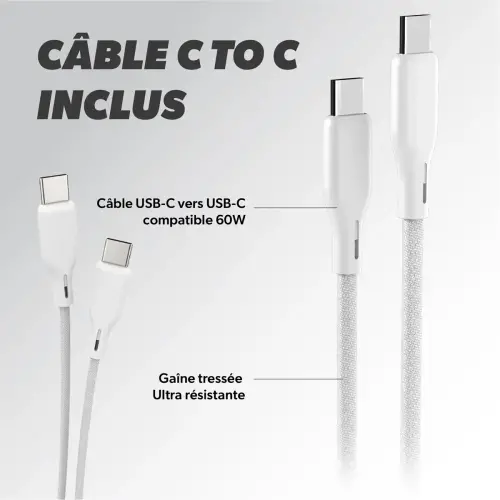 Chargeur USB-C - 30W - Blanc - T'nB 
