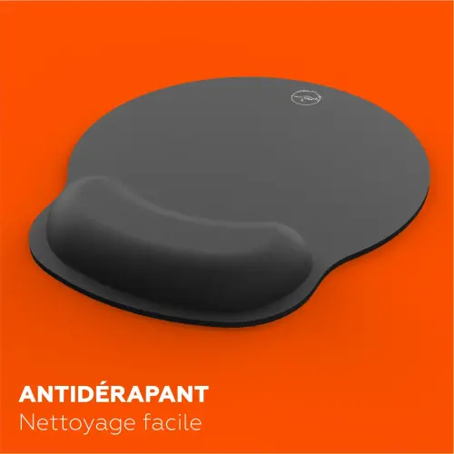 Tapis de souris avec repose-poignet - Ergonomique - Noir - Mobility Lab