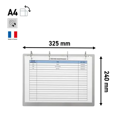 Classeur d’affichage - 4 anneaux - Aluminium - Djois