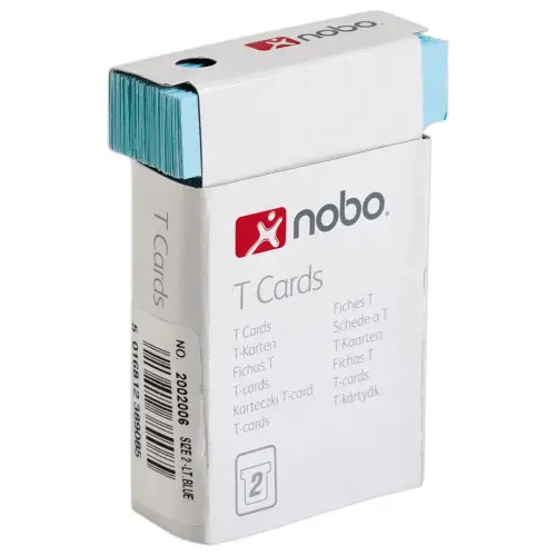 100 Fiches T pour planning - Taille 2 - Bleu clair - Nobo