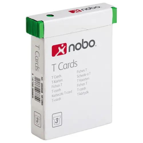 100 Fiches T pour planning - Taille 3 - Vert - Nobo