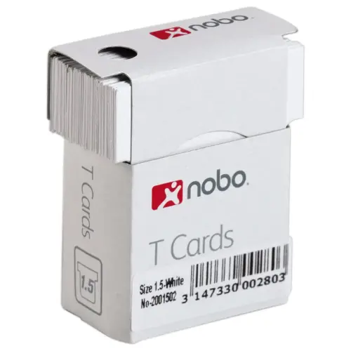 100 Fiches T pour planning - Taille 1,5 - Blanc - Nobo 