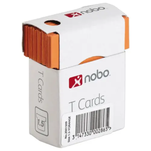 100 Fiches T pour planning - Taille 1,5 - Orange - Nobo