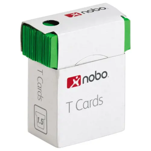 100 Fiches T pour planning - Taille 1,5 - Vert - Nobo 