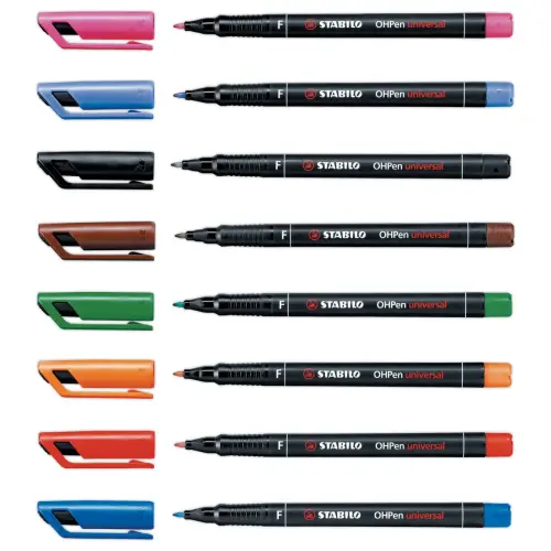 8 Marqueurs OHPen permanent fin 0,7 - Coloris assortis - STABILO 