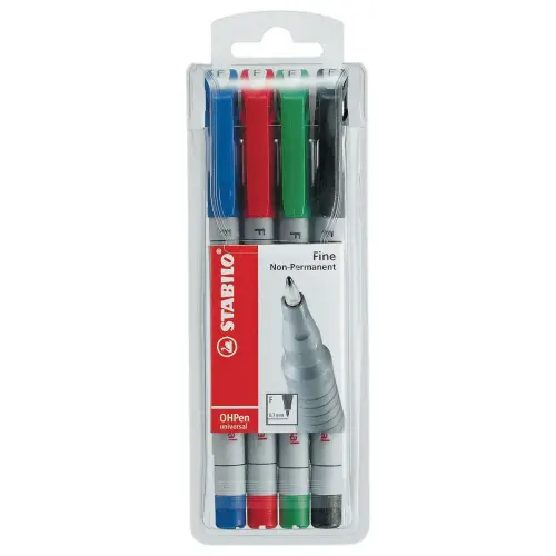 4 Marqueurs OHPen fin 0,7 - Coloris assortis - STABILO