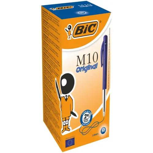 Stylo bille rétractable M10 - Écriture moyenne - Bleu - BIC