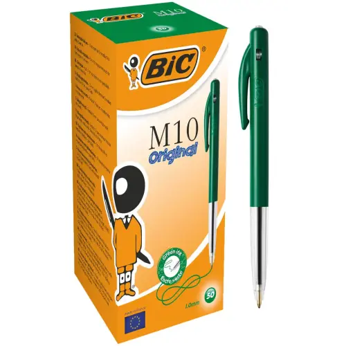 Stylo bille r&eacute;tractable M10 - &Eacute;criture moyenne - Vert - BIC 