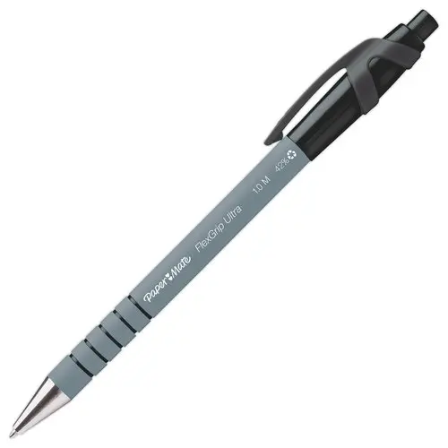 Stylo bille r&eacute;tractable Flexgrip &eacute;criture moyenne - Noir - PAPERMATE 
