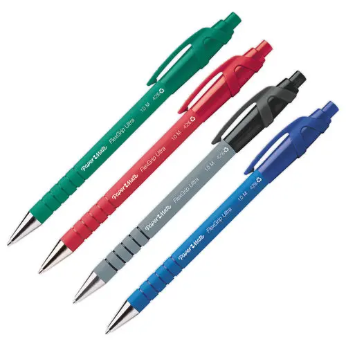 Stylo bille r&eacute;tractable Flexgrip &eacute;criture moyenne - Vert - PAPERMATE 