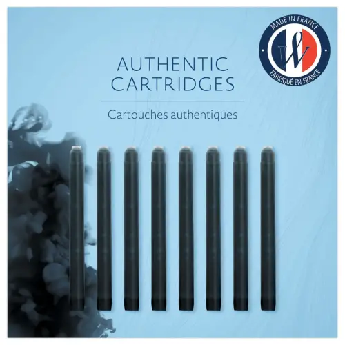 8 Cartouches longues internationales pour stylo plume - Noir - WATERMAN
